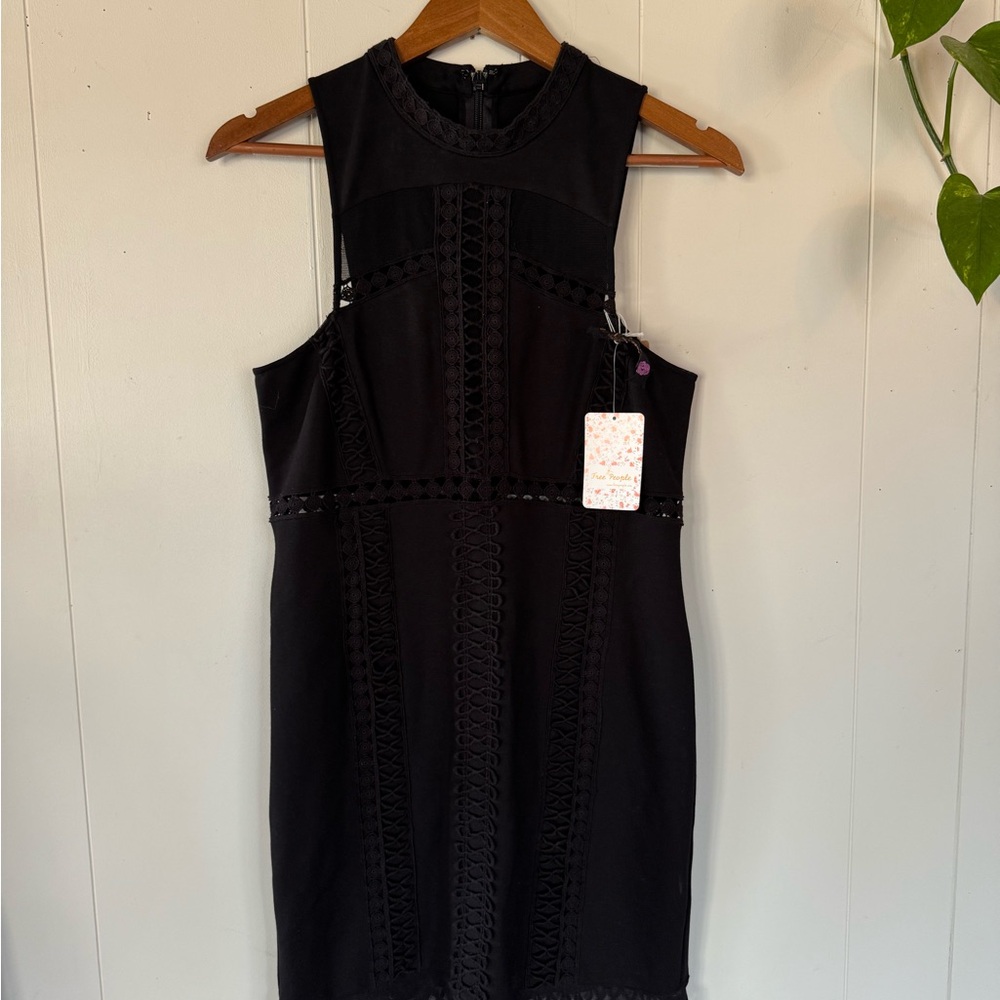 Free People Black Lace Detail Mini Dress - Picture 2 of 9